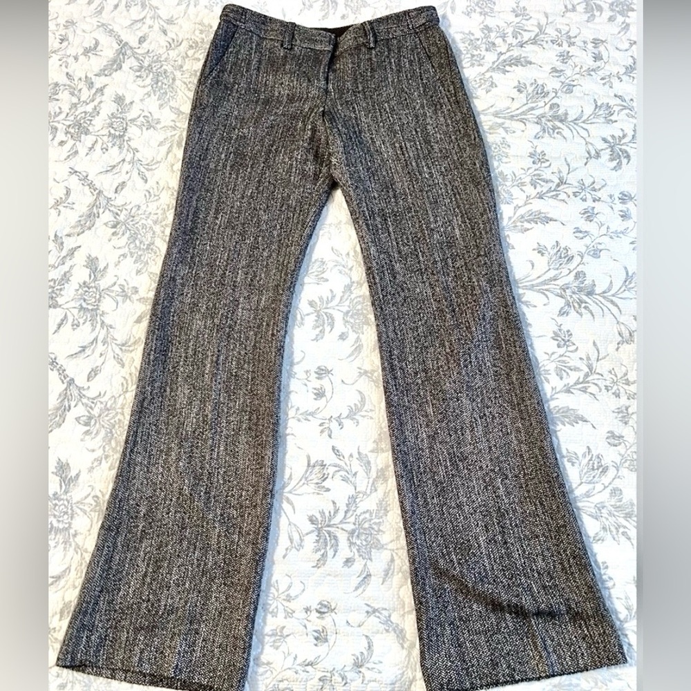 Express Columnist Women's Herringbone Tweed Textured Flare Pants Size 0 Reg 31”
